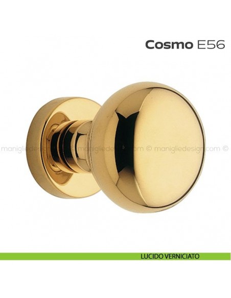 Pomolo per porta fisso E56 Cosmo Reguitti diametro 55 mm rosetta tonda a pressione lucido verniciato