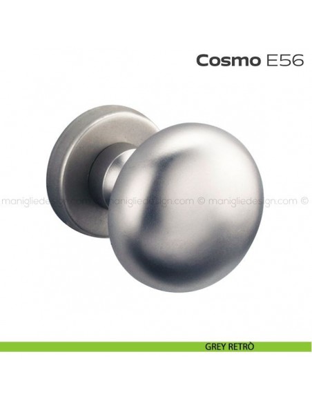 Pomolo per porta fisso E56 Cosmo Reguitti diametro 55 mm rosetta tonda a pressione grey retrò