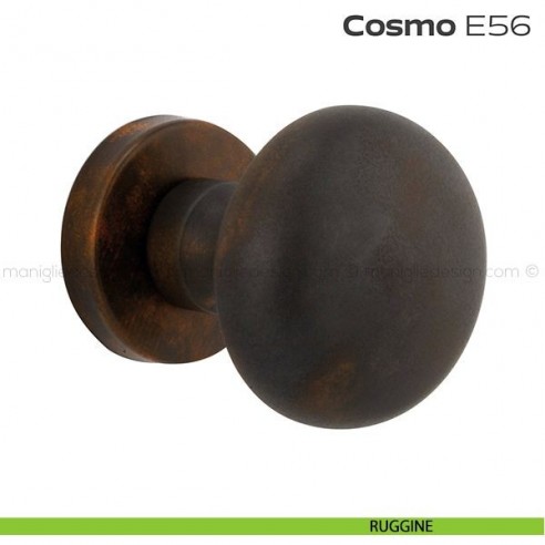 Pomolo per porta fisso E56 Cosmo Reguitti diametro 55 mm rosetta tonda a pressione ruggine