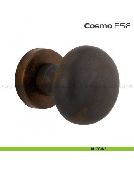 Pomolo per porta fisso E56 Cosmo Reguitti diametro 55 mm rosetta tonda a pressione ruggine