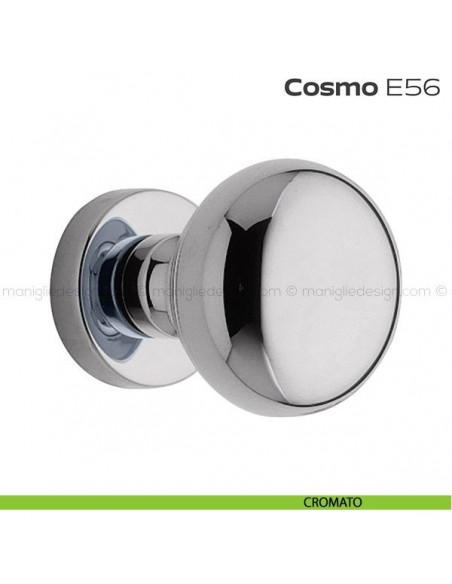 Pomolo per porta girevole E56 Cosmo Reguitti con rosetta tonda a pressione cromato