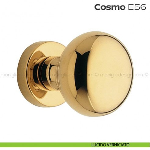 Pomolo per porta girevole E56 Cosmo Reguitti con rosetta tonda a pressione lucido verniciato
