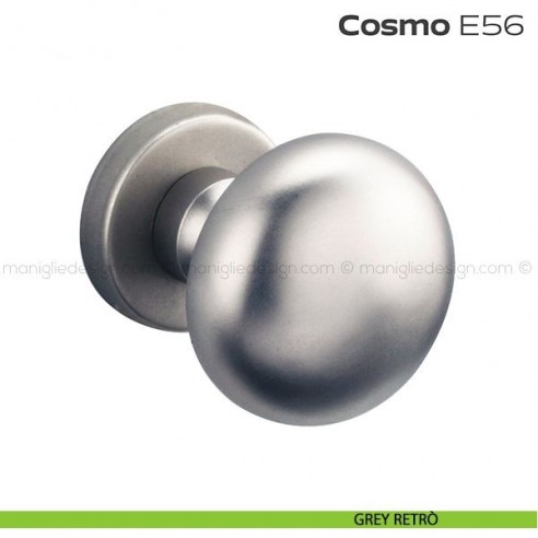 Pomolo per porta girevole E56 Cosmo Reguitti con rosetta tonda a pressione grey retrò
