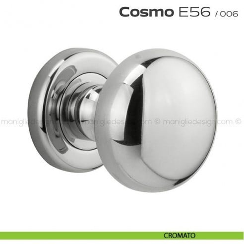 Pomolo per porta girevole E56 Cosmo Reguitti con rosetta tonda ad avvitare cromato