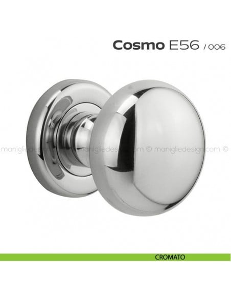 Pomolo per porta girevole E56 Cosmo Reguitti con rosetta tonda ad avvitare cromato