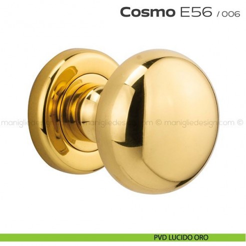 Pomolo per porta girevole E56 Cosmo Reguitti con rosetta tonda ad avvitare PVD lucido oro