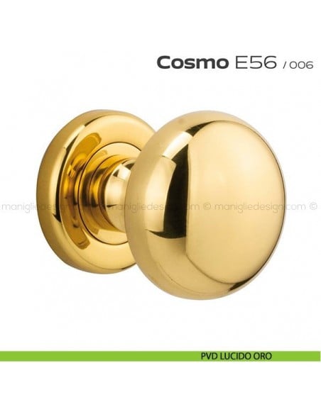 Pomolo per porta girevole E56 Cosmo Reguitti con rosetta tonda ad avvitare PVD lucido oro
