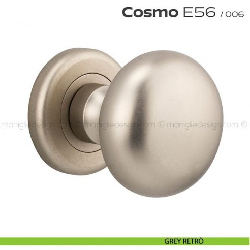 Pomolo per porta girevole E56 Cosmo Reguitti con rosetta tonda ad avvitare grey retrò