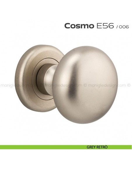Pomolo per porta girevole E56 Cosmo Reguitti con rosetta tonda ad avvitare grey retrò