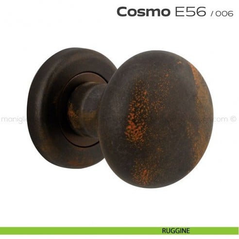 Pomolo per porta girevole E56 Cosmo Reguitti con rosetta tonda ad avvitare ruggine