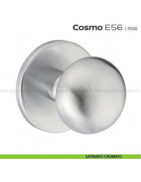 Pomolo per porta fisso E56 Cosmo Reguitti con rosetta diametro 70 mm satinato cromato