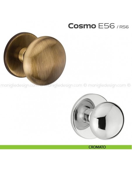 Pomolo per porta fisso E56 Cosmo Reguitti con rosetta diametro 71 mm cromato