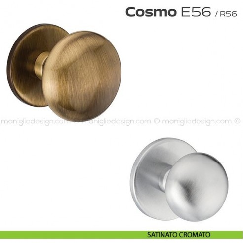 Pomolo per porta fisso E56 Cosmo Reguitti con rosetta diametro 71 mm satinato cromato