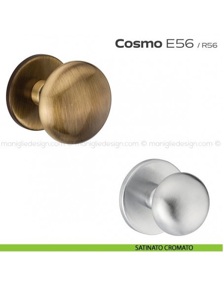 Pomolo per porta fisso E56 Cosmo Reguitti con rosetta diametro 71 mm satinato cromato