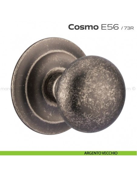 Pomolo fisso diametro 55 mm per porta E56 Cosmo Reguitti argento vecchio