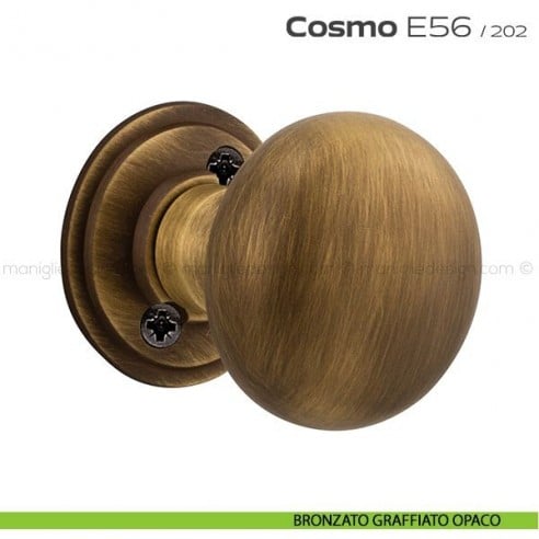 Pomolo per porta girevole E56 Cosmo Reguitti con viti a vista bronzato graffiato opaco
