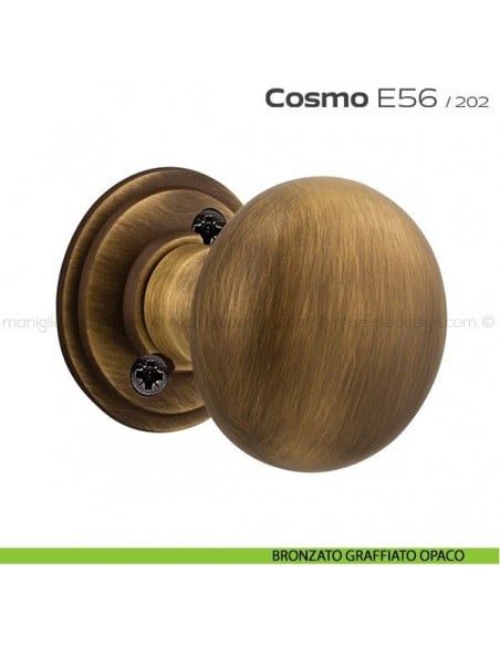 Pomolo per porta girevole E56 Cosmo Reguitti con viti a vista bronzato graffiato opaco