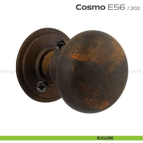 Pomolo per porta girevole E56 Cosmo Reguitti con viti a vista ruggine
