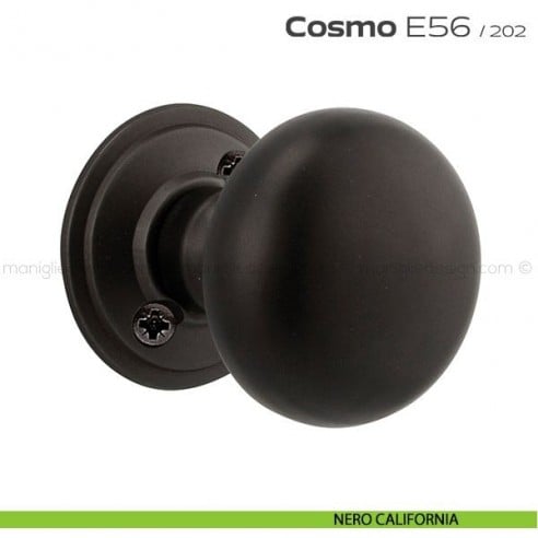 Pomolo per porta girevole E56 Cosmo Reguitti con viti a vista nero california