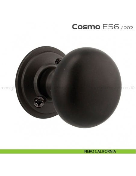 Pomolo per porta girevole E56 Cosmo Reguitti con viti a vista nero california