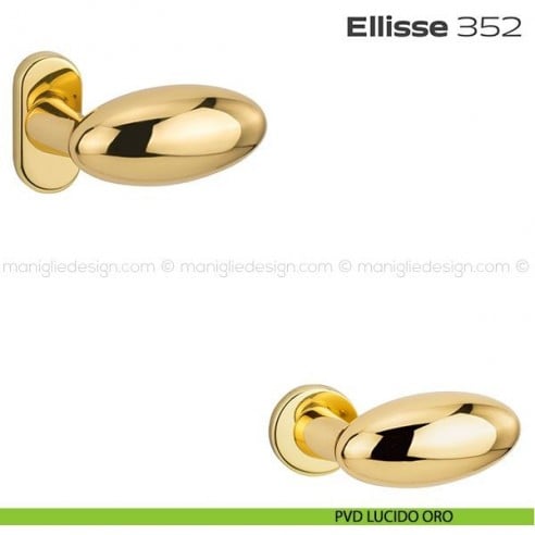 Pomolo per porta fisso 352 Ellisse Reguitti con rosetta ovale PVD lucido oro