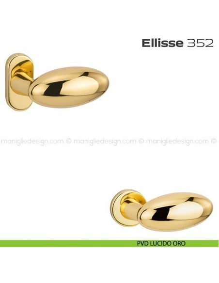 Pomolo per porta fisso 352 Ellisse Reguitti con rosetta ovale PVD lucido oro