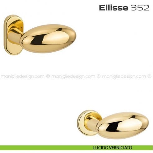 Pomolo per porta fisso 352 Ellisse Reguitti con rosetta ovale lucido verniciato