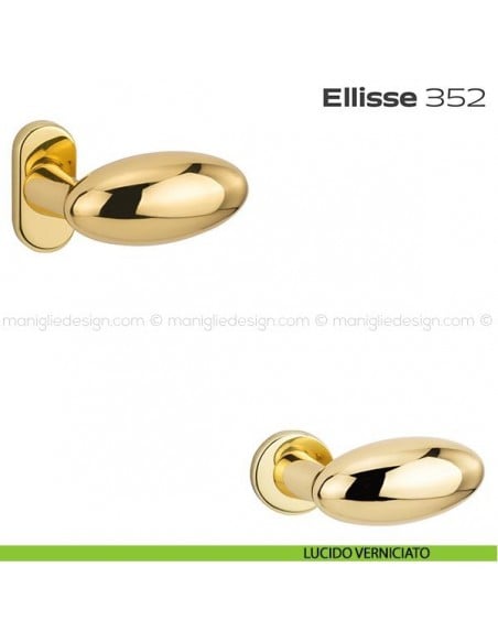 Pomolo per porta fisso 352 Ellisse Reguitti con rosetta ovale lucido verniciato