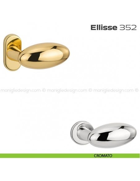 Pomolo per porta fisso 352 Ellisse Reguitti con rosetta ovale cromato