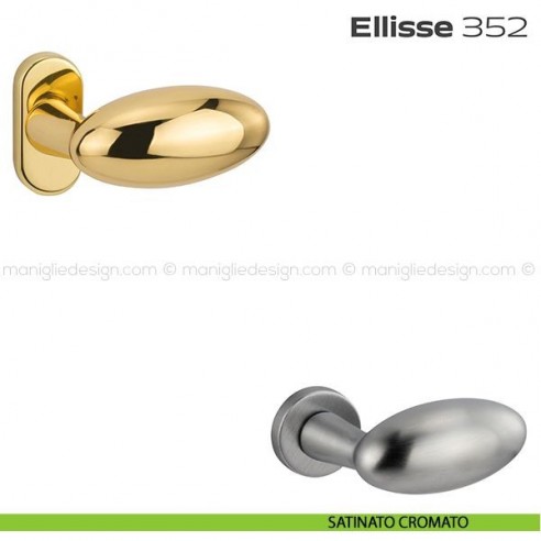 Pomolo per porta fisso 352 Ellisse Reguitti con rosetta ovale satinato cromato