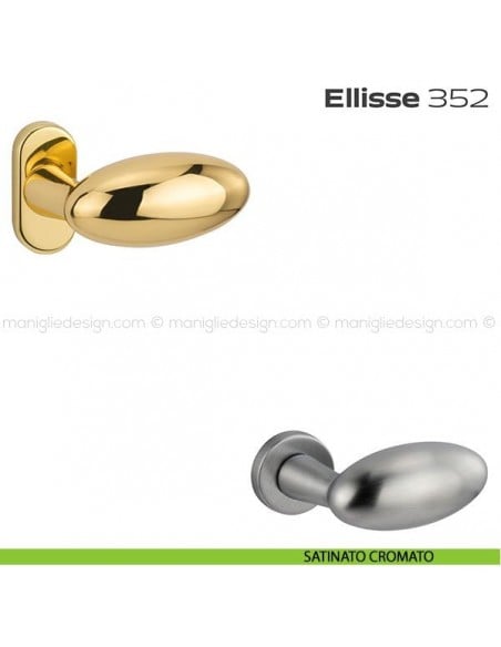 Pomolo per porta fisso 352 Ellisse Reguitti con rosetta ovale satinato cromato