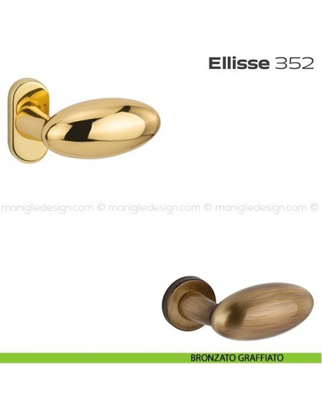 Pomolo per porta fisso 352 Ellisse Reguitti con rosetta ovale bronzato graffiato