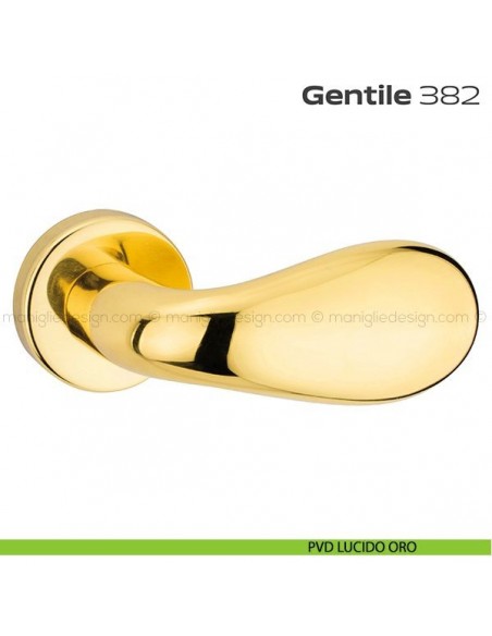 Pomolo per porta fisso 382 Gentile Reguitti con rosetta tonda PVD lucido oro