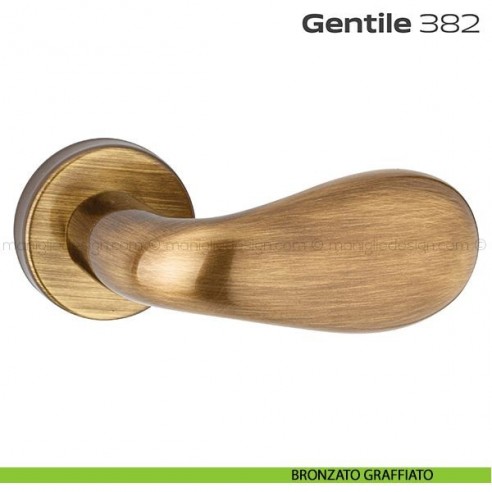 Pomolo per porta fisso 382 Gentile Reguitti con rosetta tonda bronzato graffiato