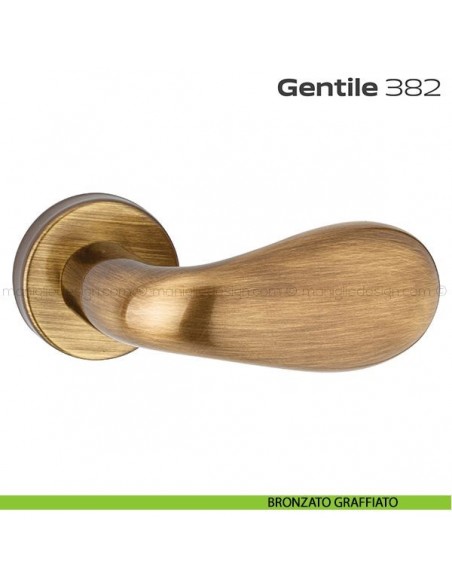 Pomolo per porta fisso 382 Gentile Reguitti con rosetta tonda bronzato graffiato