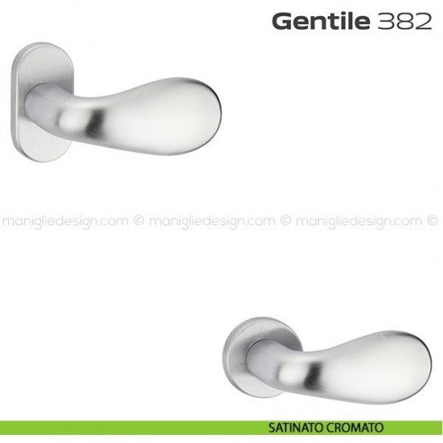 Pomolo per porta fisso 382 Gentile Reguitti con rosetta ovale satinato cromato