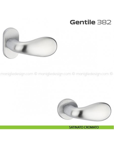 Pomolo per porta fisso 382 Gentile Reguitti con rosetta ovale satinato cromato
