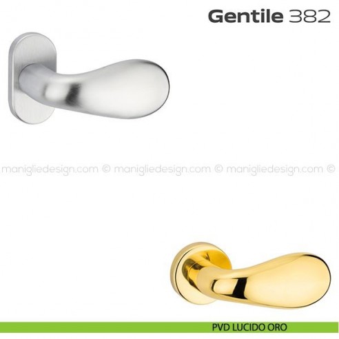 Pomolo per porta fisso 382 Gentile Reguitti con rosetta ovale PVD lucido oro