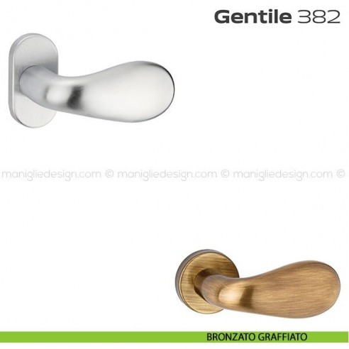 Pomolo per porta fisso 382 Gentile Reguitti con rosetta ovale bronzato graffiato