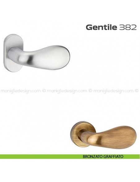 Pomolo per porta fisso 382 Gentile Reguitti con rosetta ovale bronzato graffiato
