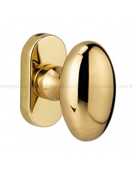 Pomolo ovale per porta fisso 048 Ovum Reguitti con rosetta ovale