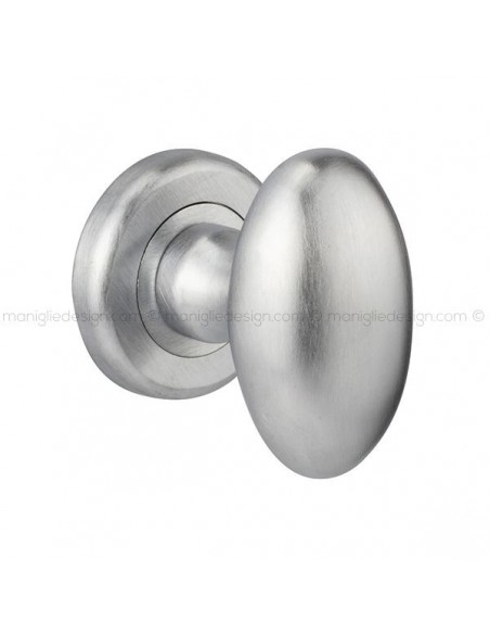 Pomolo ovale per porta girevole 048 Ovum Reguitti con rosetta tonda ad avvitare