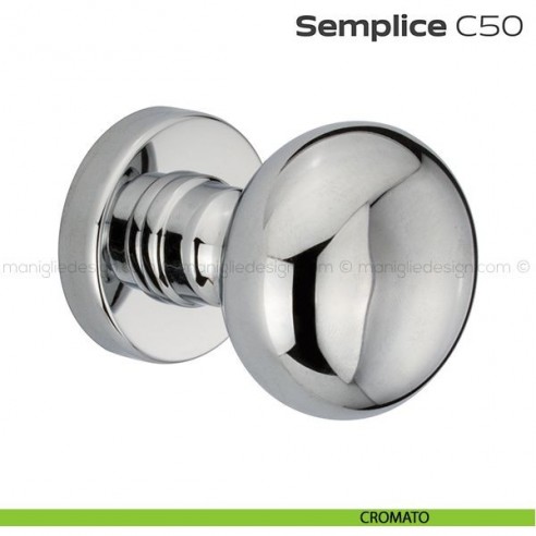 Pomolo tondo per porta fisso C50 Semplice Reguitti con rosetta tonda cromato