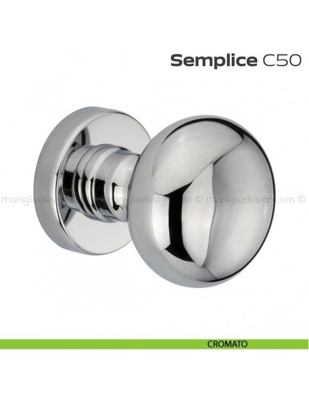 Pomolo tondo per porta fisso C50 Semplice Reguitti con rosetta tonda cromato