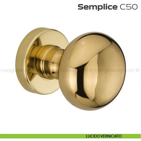 Pomolo tondo per porta fisso C50 Semplice Reguitti con rosetta tonda lucido verniciato