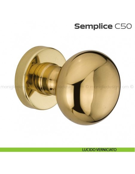 Pomolo tondo per porta fisso C50 Semplice Reguitti con rosetta tonda lucido verniciato