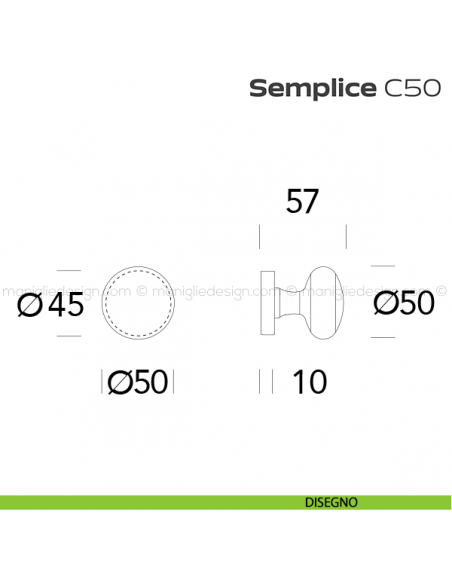 Pomolo tondo per porta fisso C50 Semplice Reguitti con rosetta tonda disegno