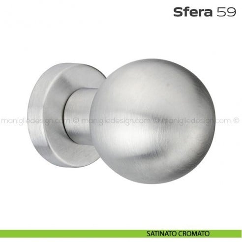 Pomolo fisso diametro 50 mm per porta 59 Sfera Reguitti con rosetta tonda satinato cromato