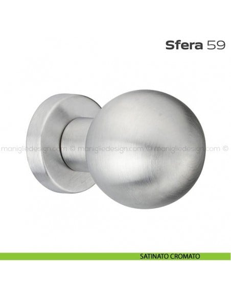Pomolo fisso diametro 50 mm per porta 59 Sfera Reguitti con rosetta tonda satinato cromato