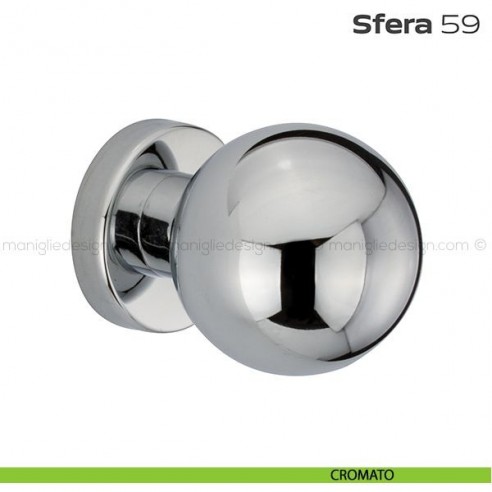Pomolo fisso diametro 50 mm per porta 59 Sfera Reguitti con rosetta tonda cromato
